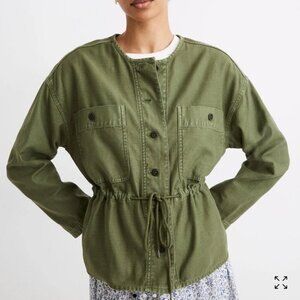 Madewell Claremont Drawstring Jacket AL889 Green Cotton Sz L